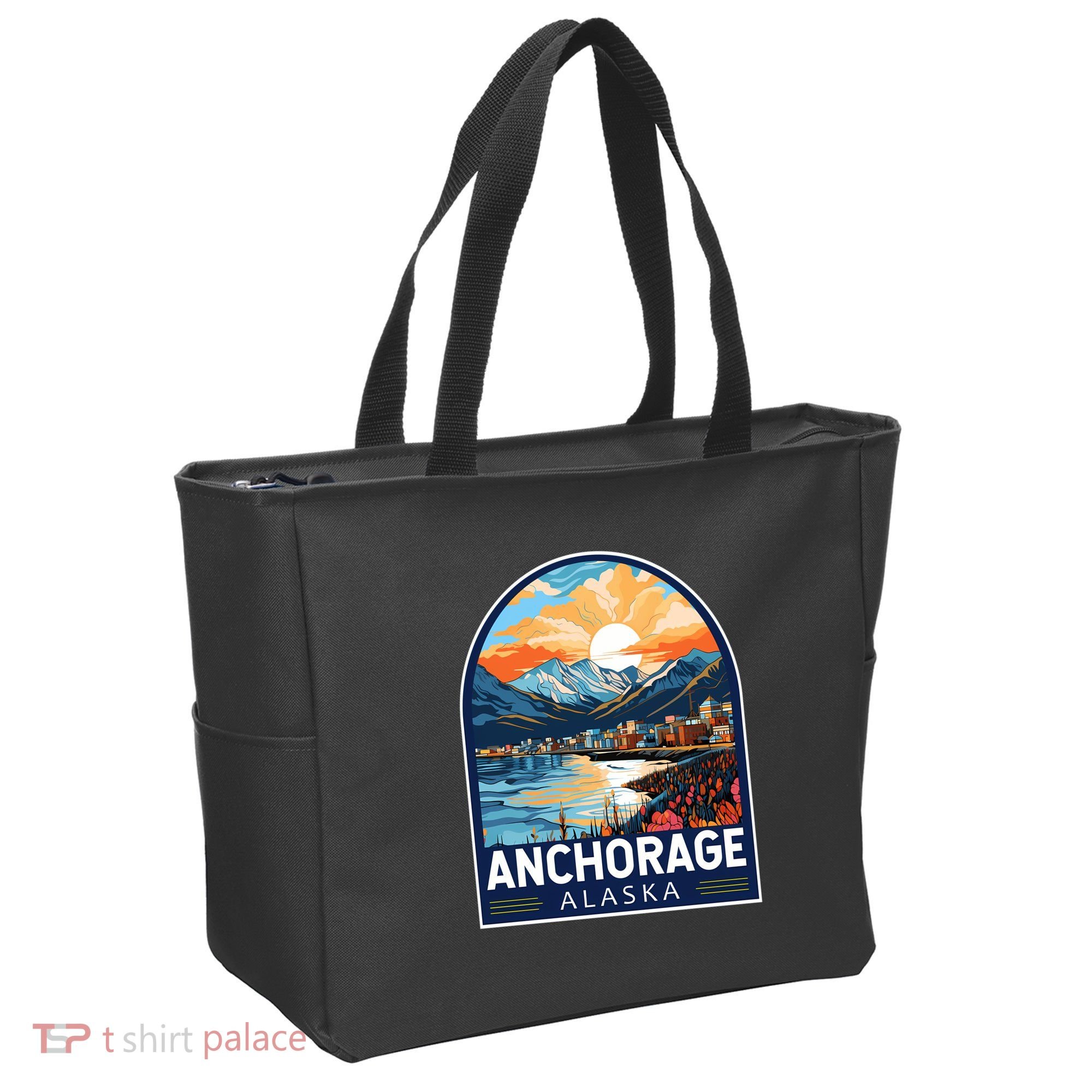 Anchorage Alaska Travel Art Emblem Tote Bag