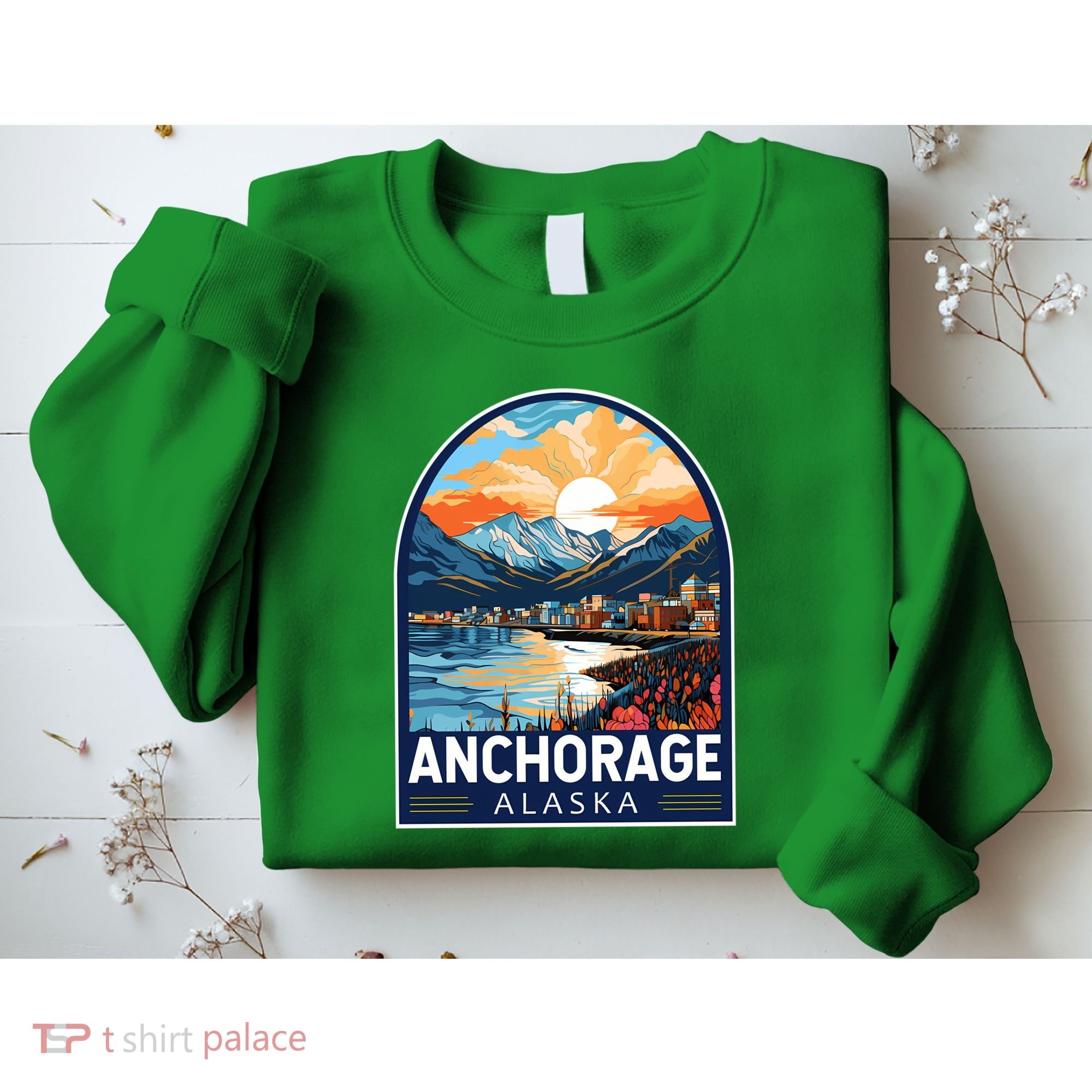 Anchorage Alaska Travel Art Emblem Sweatshirt