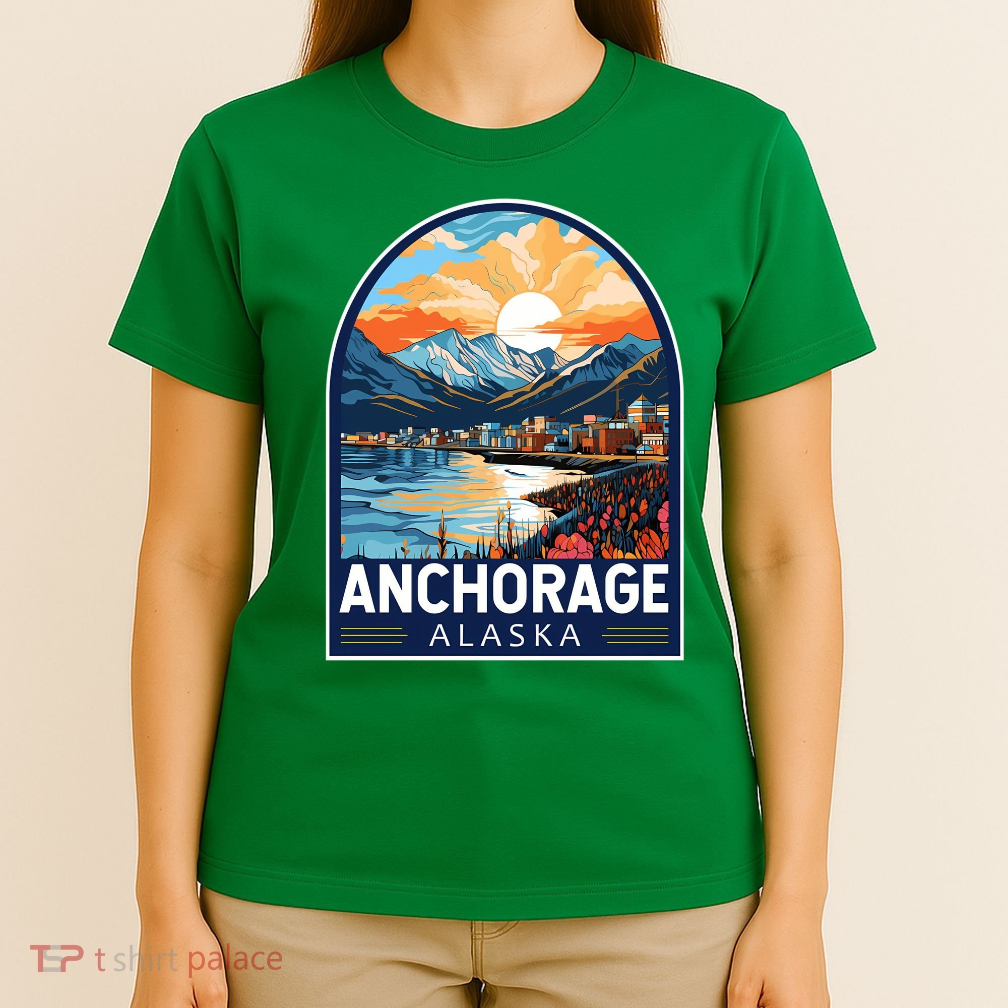 Anchorage Alaska Travel Art Emblem T-Shirt