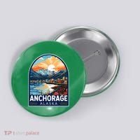 Anchorage Alaska Travel Art Emblem Button thumb 0