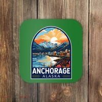 Anchorage Alaska Travel Art Emblem Coaster thumb 0