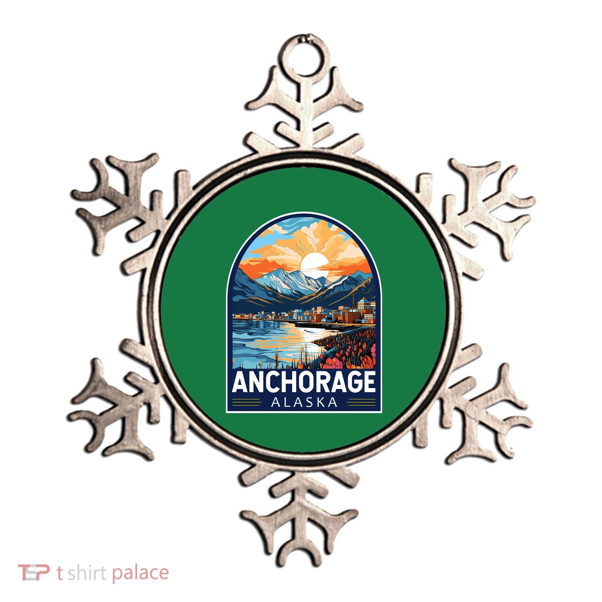 Anchorage Alaska Travel Art Emblem Ornament