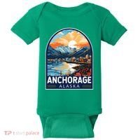 Anchorage Alaska Travel Art Emblem Baby Bodysuit thumb 0