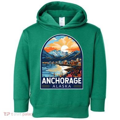 Anchorage Alaska Travel Art Emblem Toddler Hoodie
