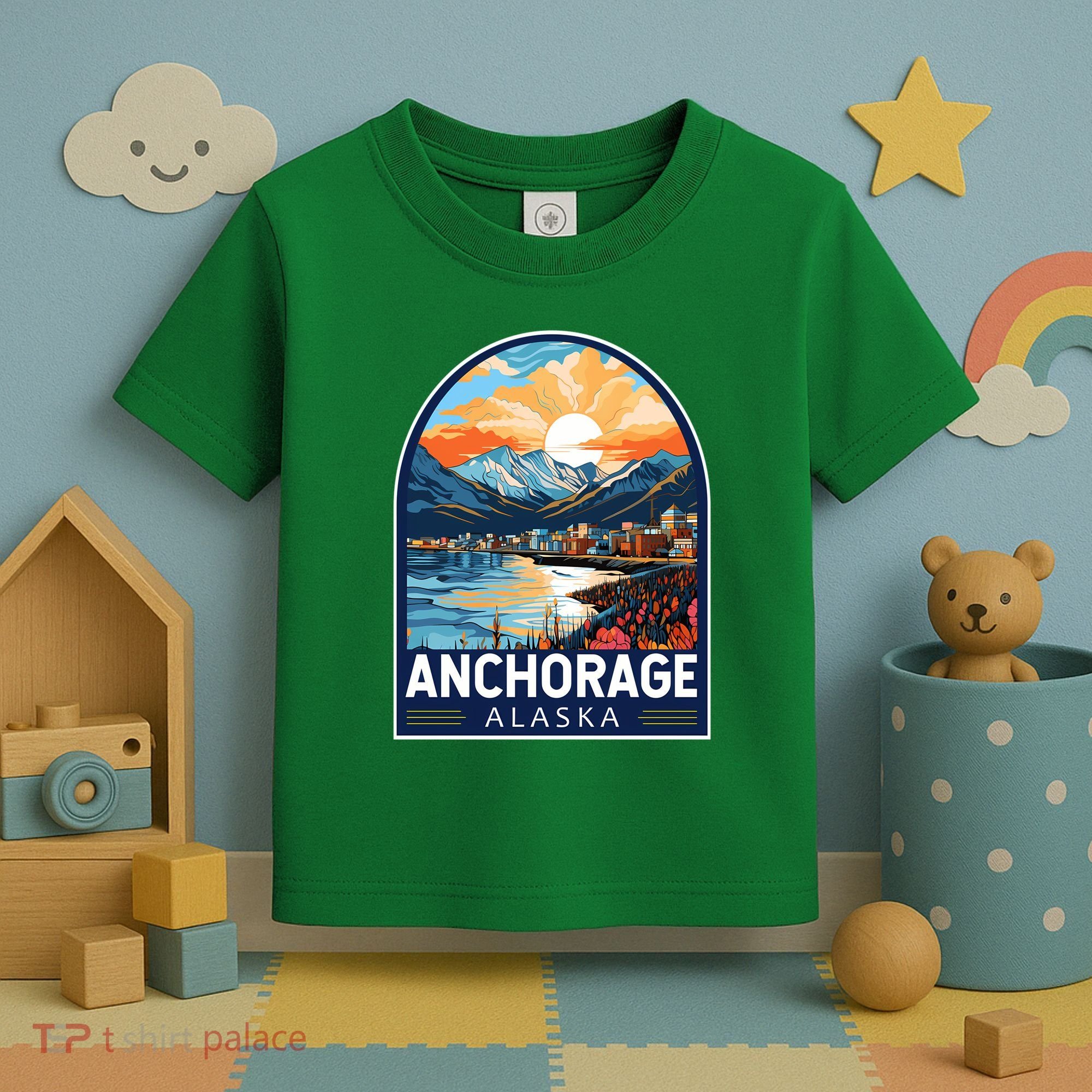 Anchorage Alaska Travel Art Emblem Toddler T-Shirt