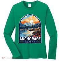 Anchorage Alaska Travel Art Emblem Women's Long Sleeve Shirt thumb 0