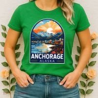 Anchorage Alaska Travel Art Emblem Women's T-Shirt thumb 2