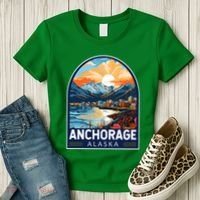 Anchorage Alaska Travel Art Emblem Women's T-Shirt thumb 3