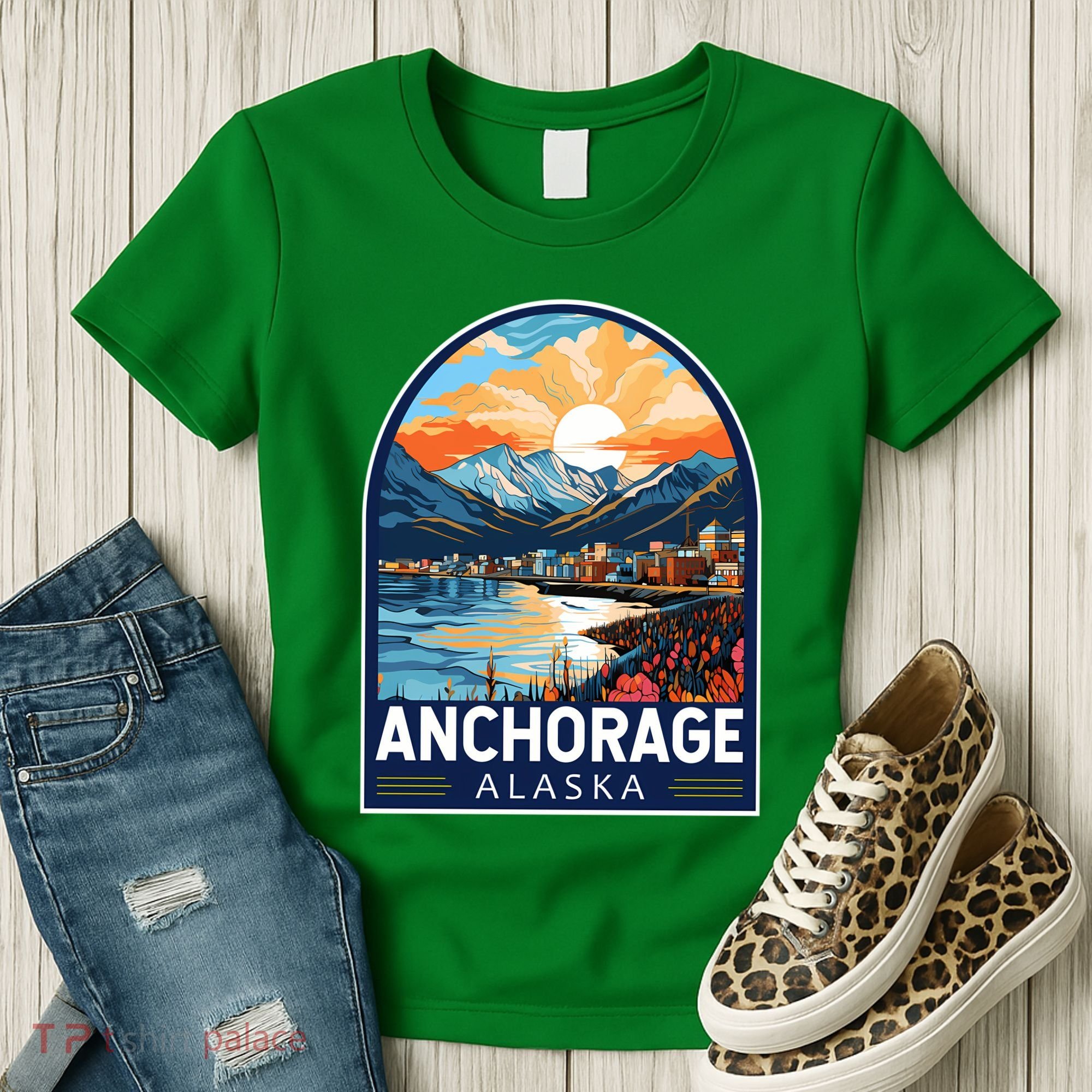Anchorage Alaska Travel Art Emblem Women's T-Shirt