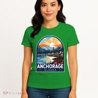 Anchorage Alaska Travel Art Emblem Women's T-Shirt thumb 4
