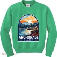 Anchorage Alaska Travel Art Emblem Kids Sweatshirt thumb 0