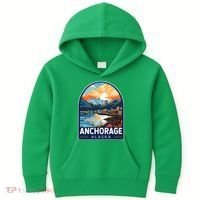 Anchorage Alaska Travel Art Emblem Kids Hoodie thumb 0