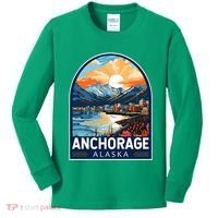 Anchorage Alaska Travel Art Emblem Kids Long Sleeve Shirt thumb 0