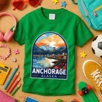 Anchorage Alaska Travel Art Emblem Kids T-Shirt thumb 3