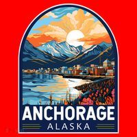 Anchorage Alaska Travel Art Emblem Santa Hat thumb 1