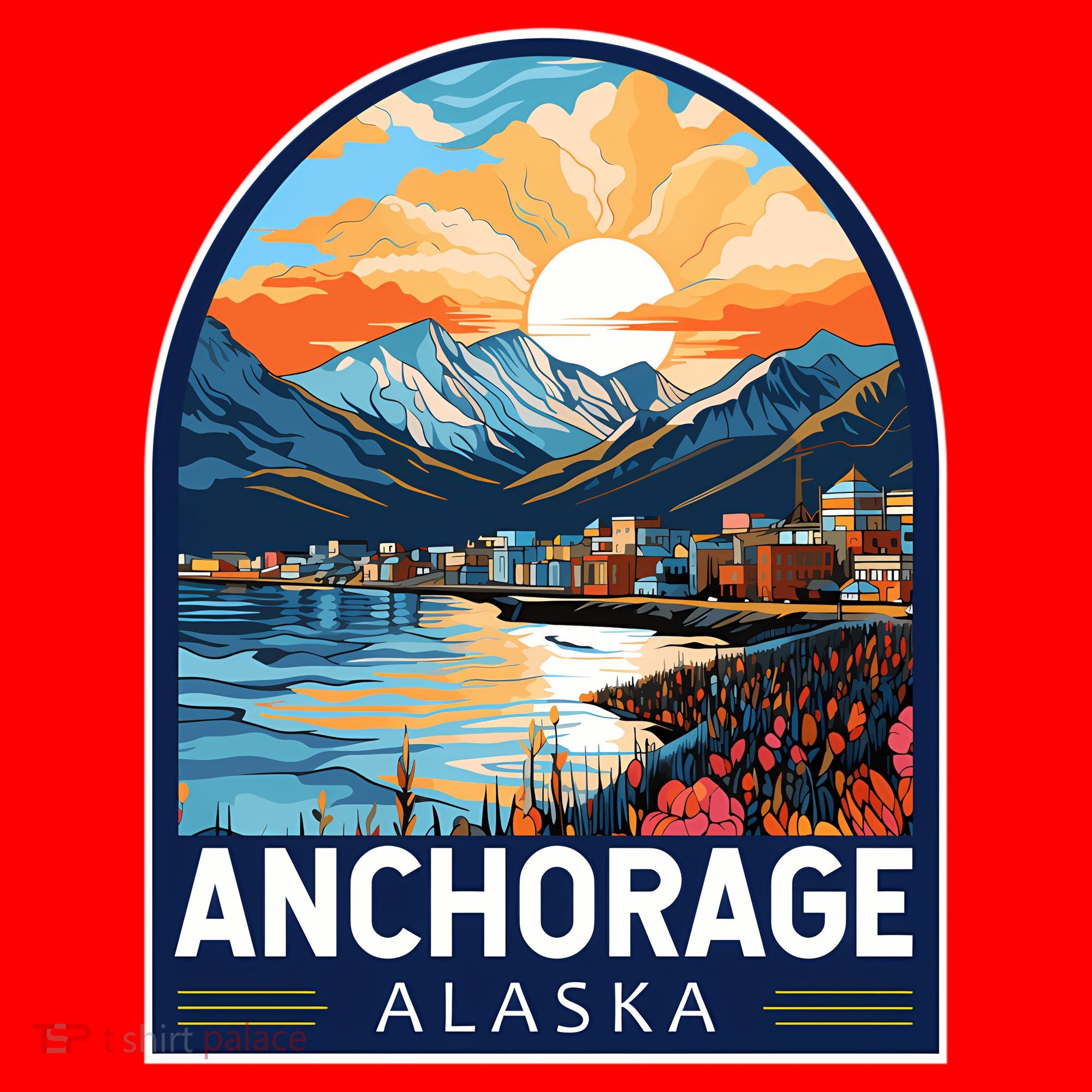 Anchorage Alaska Travel Art Emblem Santa Hat