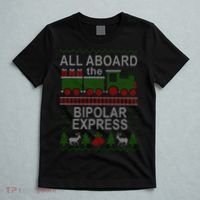 All Aboard The Bipolar Express Ugly Christmas T-Shirt thumb 5