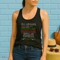 All Aboard The Bipolar Express Ugly Christmas Women's Tank Top thumb 2
