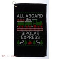 All Aboard The Bipolar Express Ugly Christmas Golf Towel thumb 0