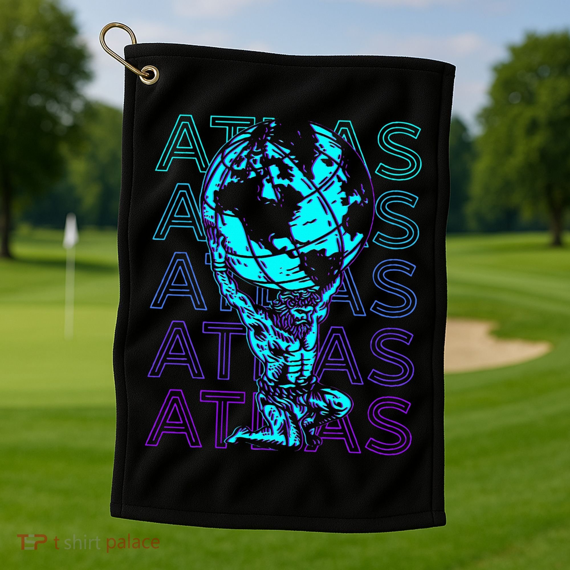 Atlas Ancient Titan Greek Mythology Retro Atlas Golf Towel
