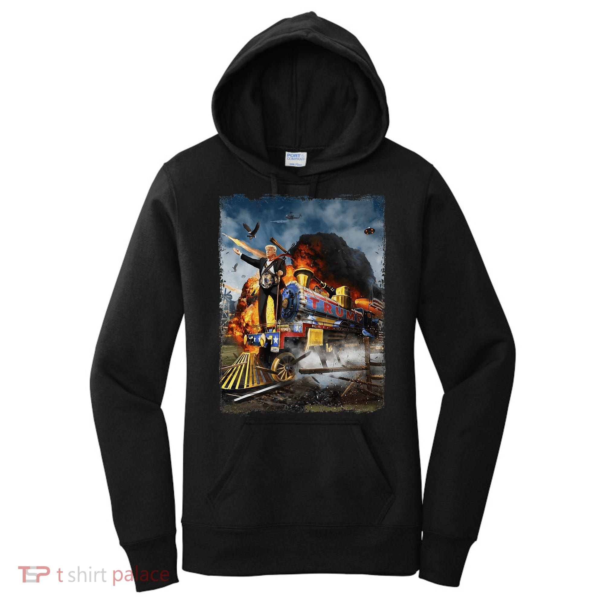All Aboard The Trump Train Funny Donald Trump Women's Hoodie