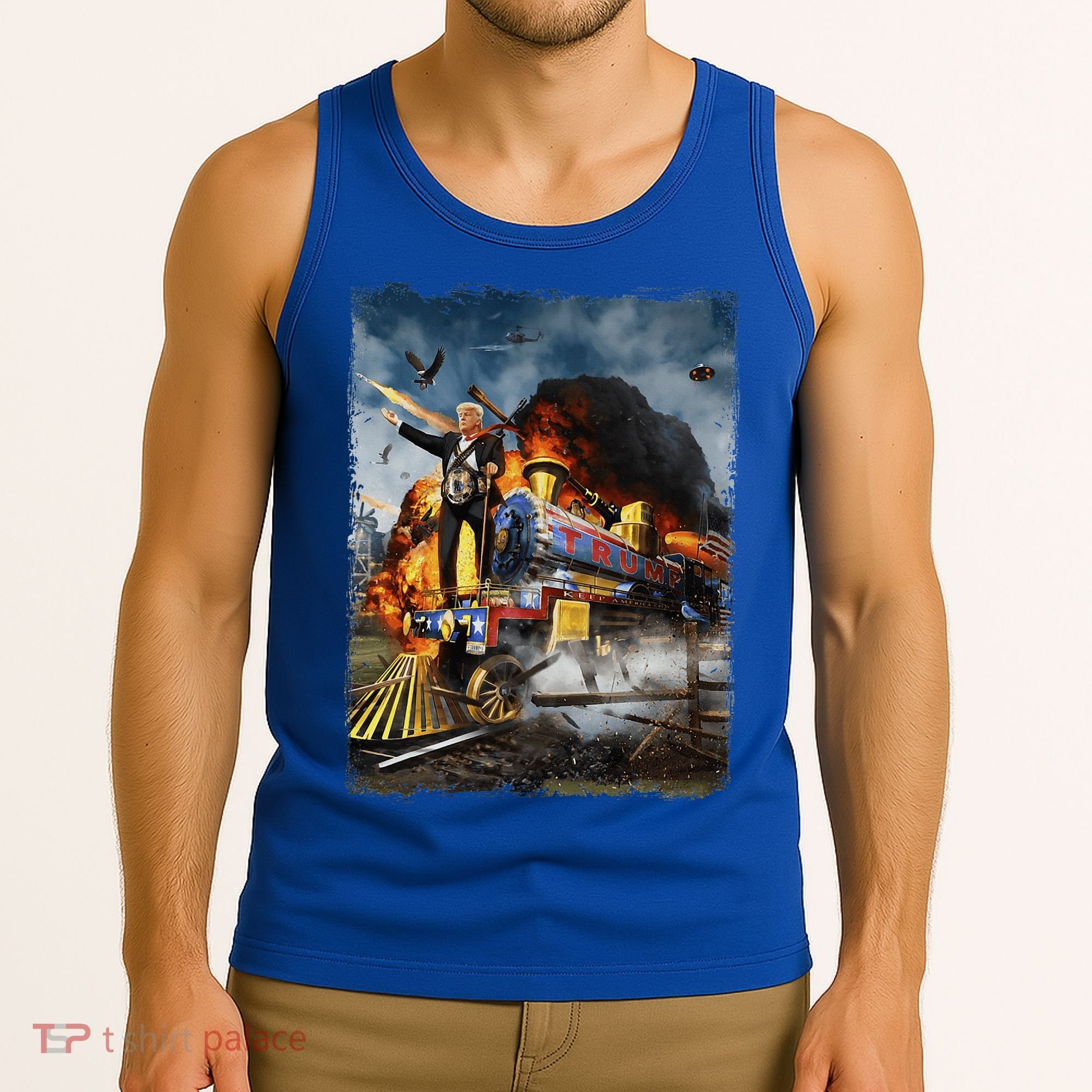 All Aboard The Trump Train Funny Donald Trump Tank Top