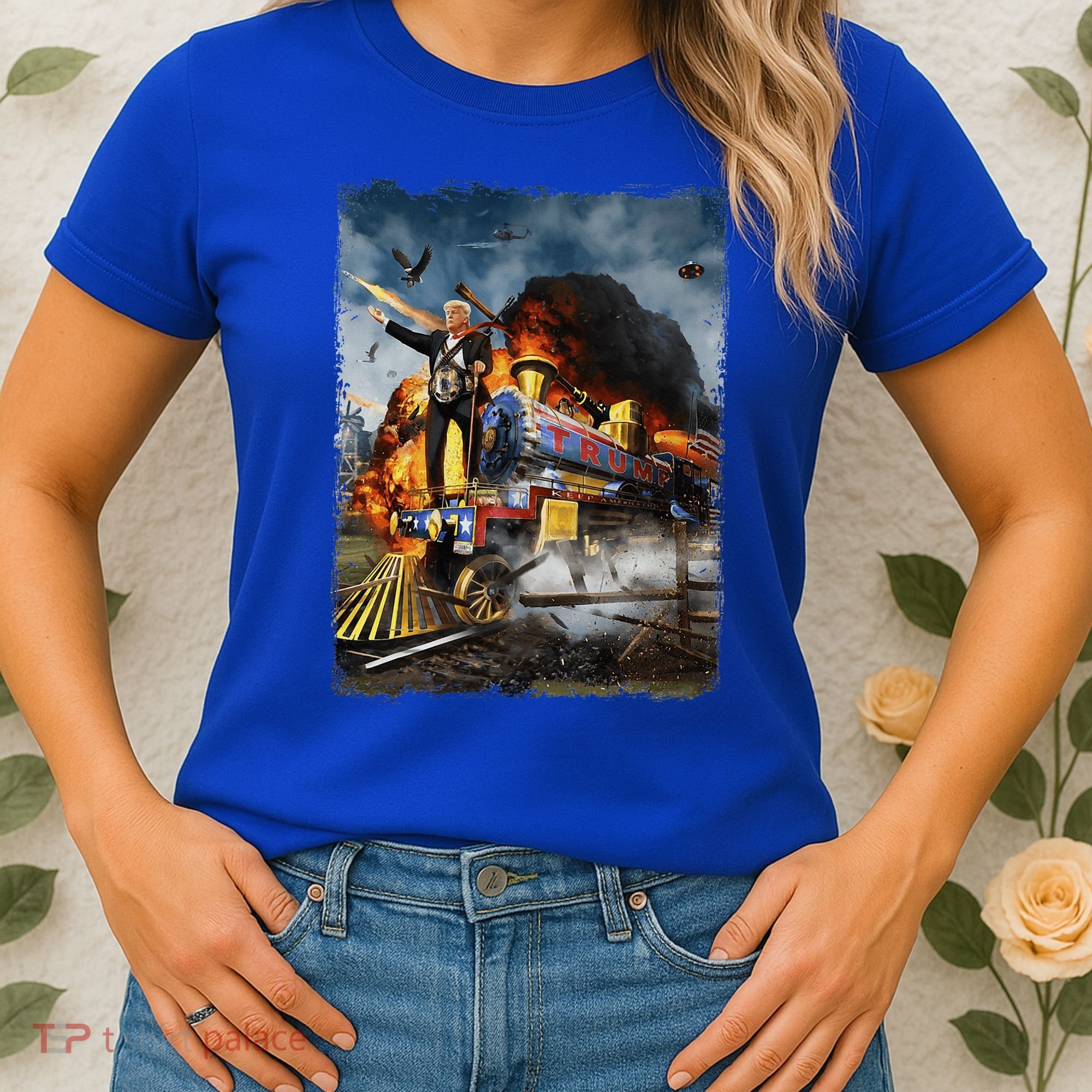 All Aboard The Trump Train Funny Donald Trump Women's T-Shirt