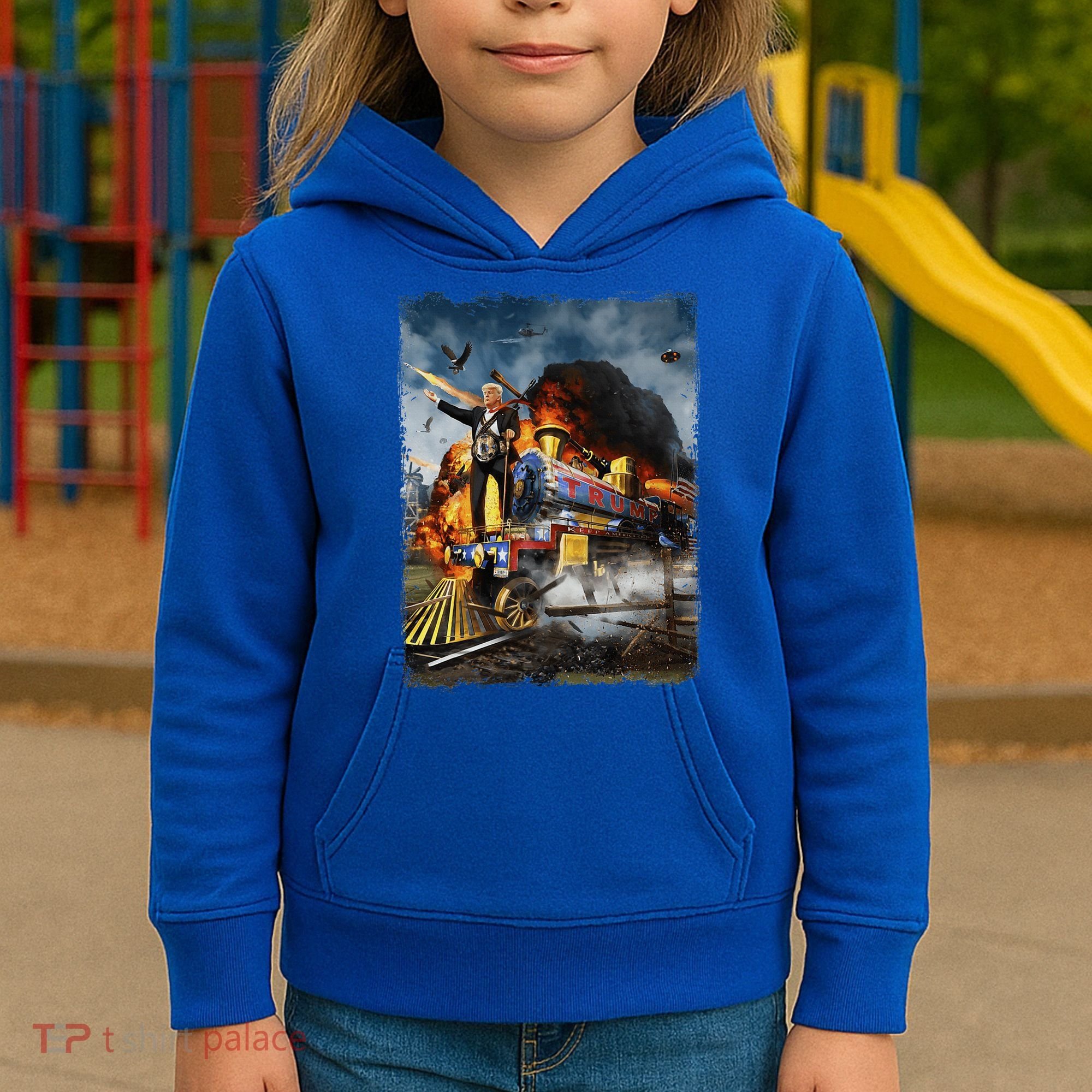 All Aboard The Trump Train Funny Donald Trump Kids Hoodie