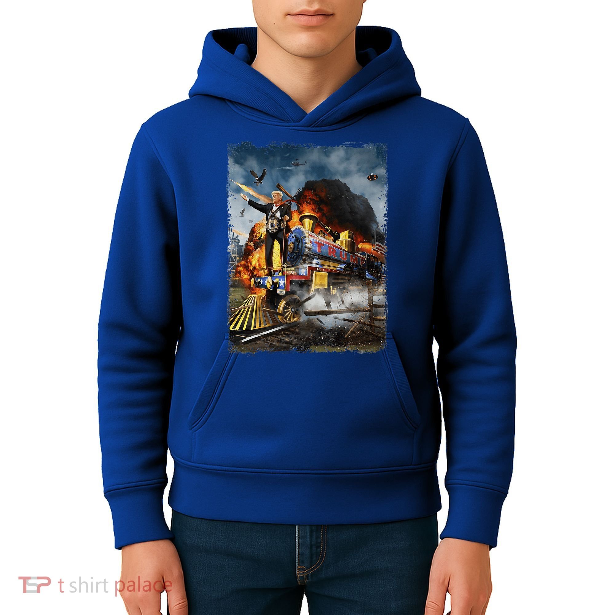 All Aboard The Trump Train Funny Donald Trump Kids Hoodie