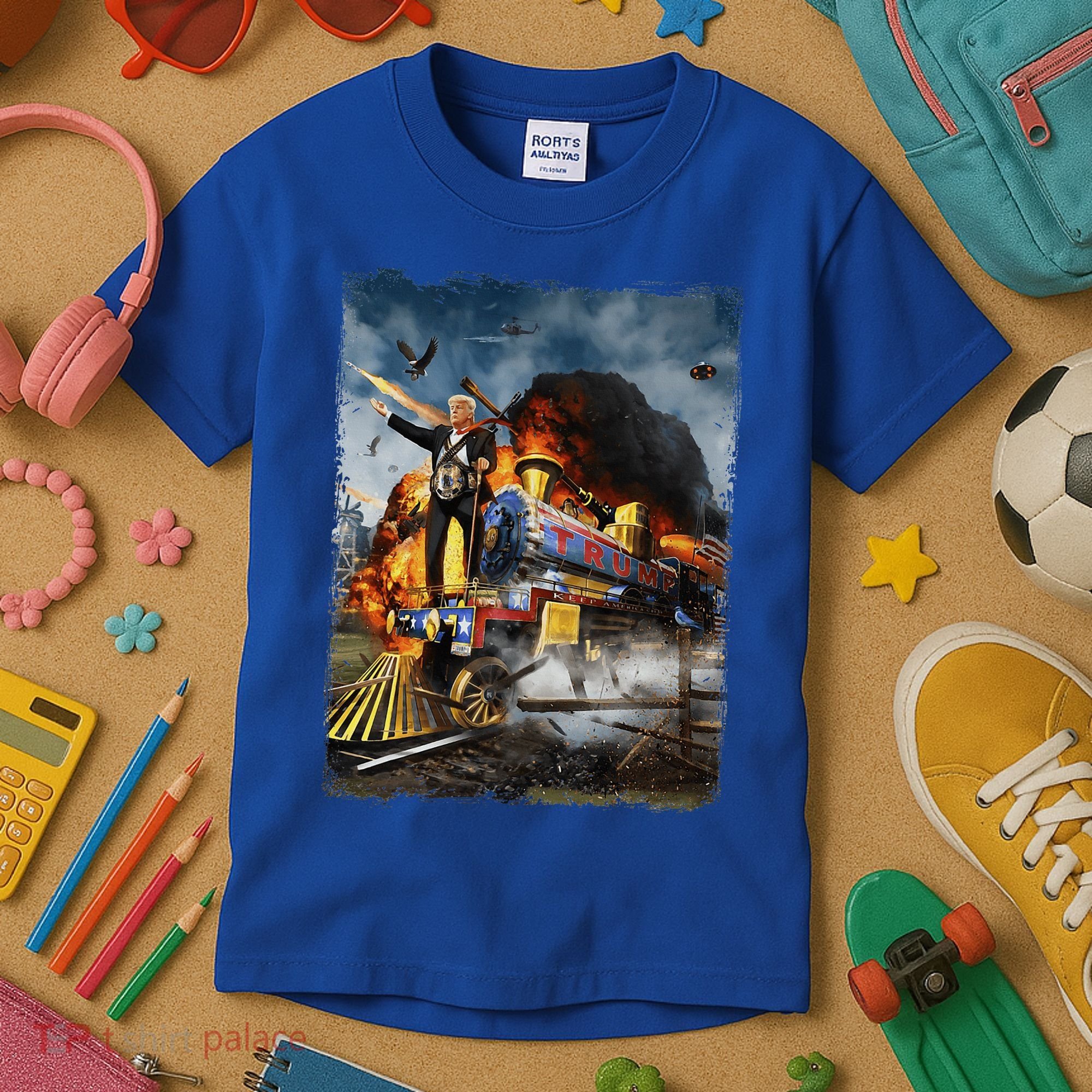 All Aboard The Trump Train Funny Donald Trump Kids T-Shirt
