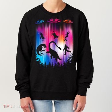 Alien Abduction Trex Loch Ness Bigfoot Funny Ufo Women's Sweatshirt