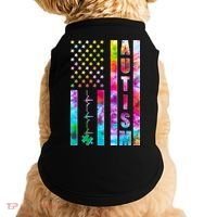 Autism Awareness Tie Dye USA American Flag Doggie Tank thumb 0