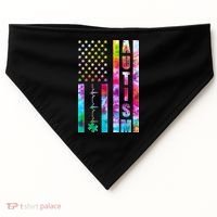 Autism Awareness Tie Dye USA American Flag USA-Made Doggie Bandana thumb 0