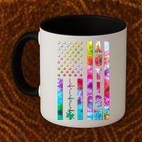 Autism Awareness Tie Dye USA American Flag Coffee Mug thumb 2