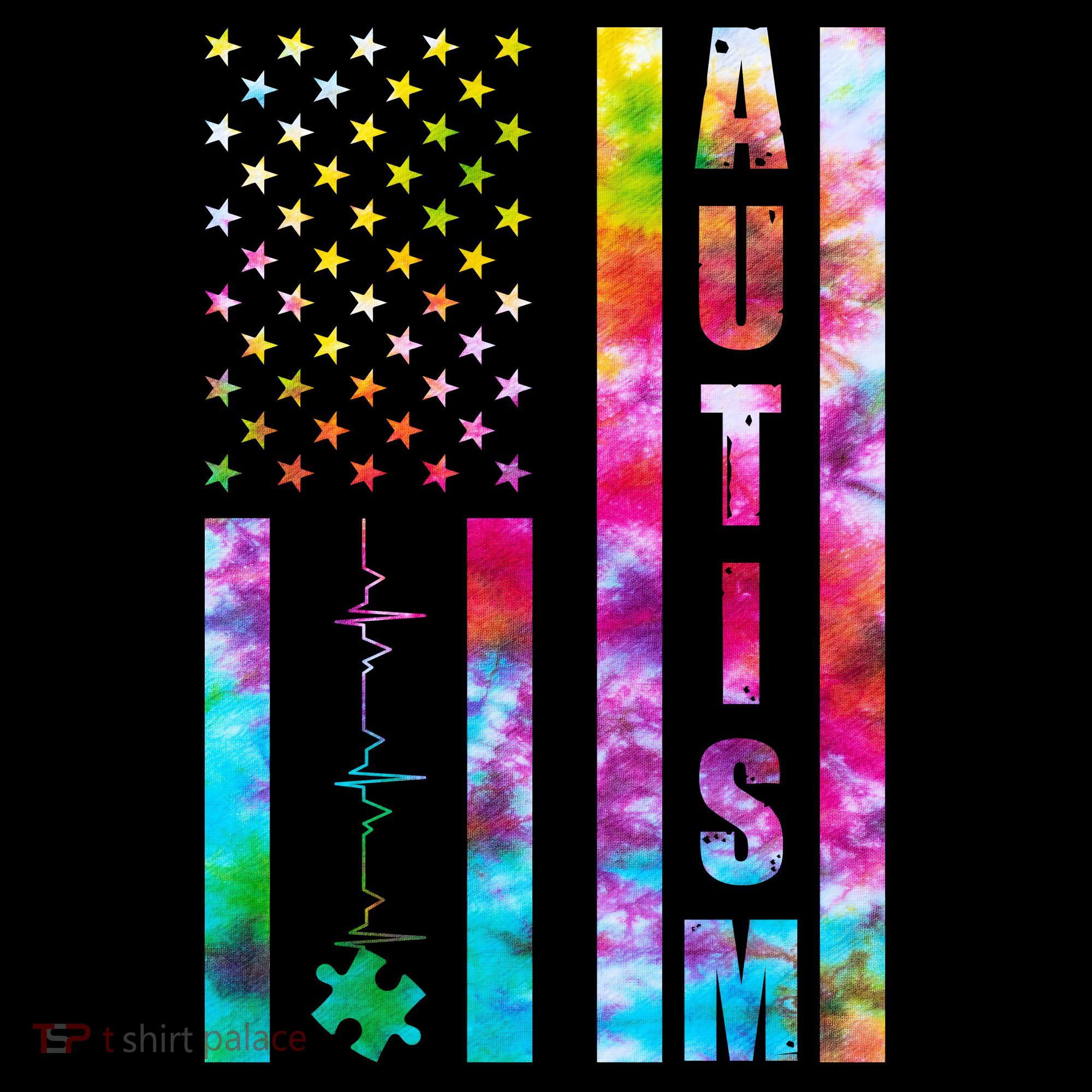 Autism Awareness Tie Dye USA American Flag Coffee Mug