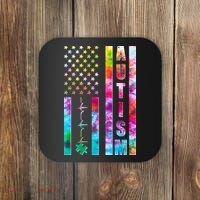 Autism Awareness Tie Dye USA American Flag Coaster thumb 0