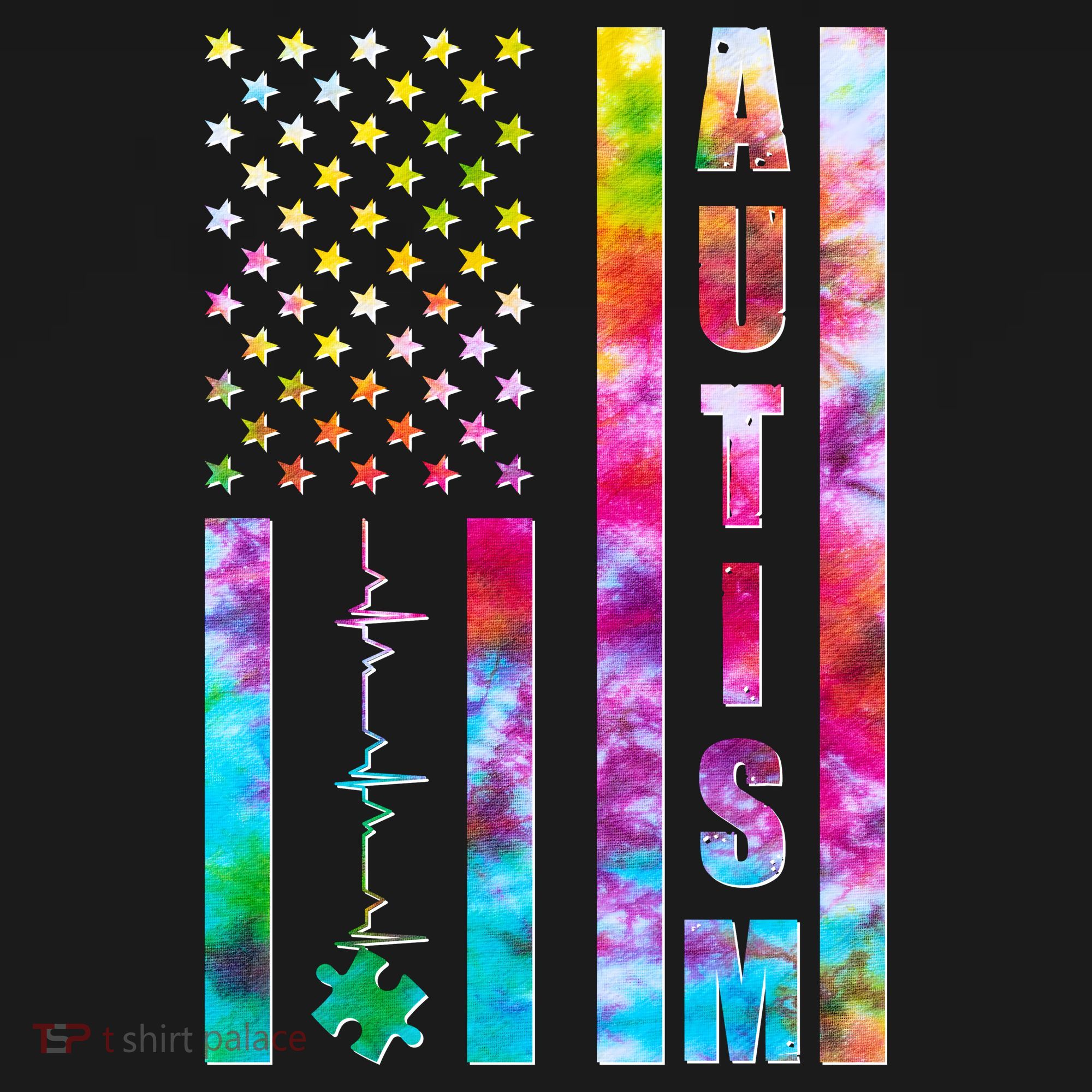Autism Awareness Tie Dye USA American Flag Women's Hoodie