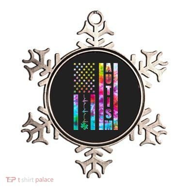 Autism Awareness Tie Dye USA American Flag Ornament