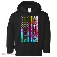 Autism Awareness Tie Dye USA American Flag Toddler Hoodie thumb 0