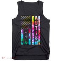 Autism Awareness Tie Dye USA American Flag Tank Top thumb 0