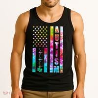 Autism Awareness Tie Dye USA American Flag Tank Top thumb 3