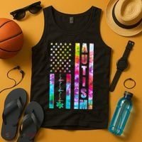Autism Awareness Tie Dye USA American Flag Tank Top thumb 4