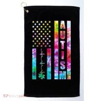 Autism Awareness Tie Dye USA American Flag Golf Towel thumb 0