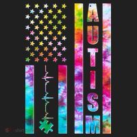 Autism Awareness Tie Dye USA American Flag Golf Towel thumb 3