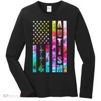 Autism Awareness Tie Dye USA American Flag Women's Long Sleeve Shirt thumb 0