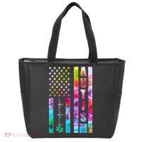 Autism Awareness Tie Dye USA American Flag Tote Bag thumb 0