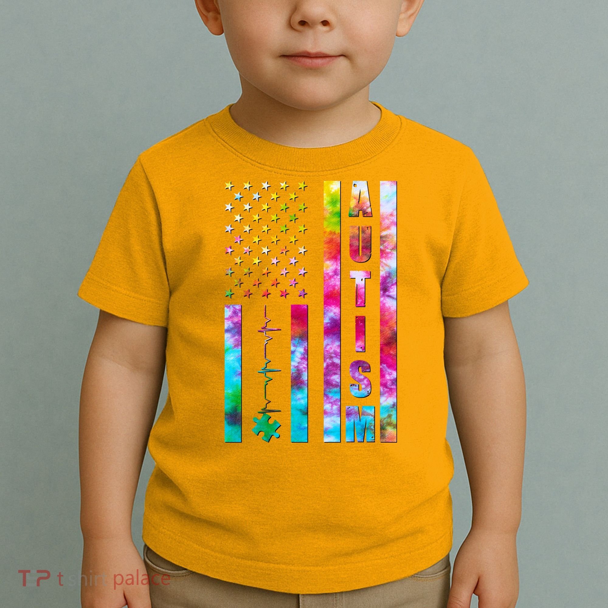 Autism Awareness Tie Dye USA American Flag Toddler T-Shirt