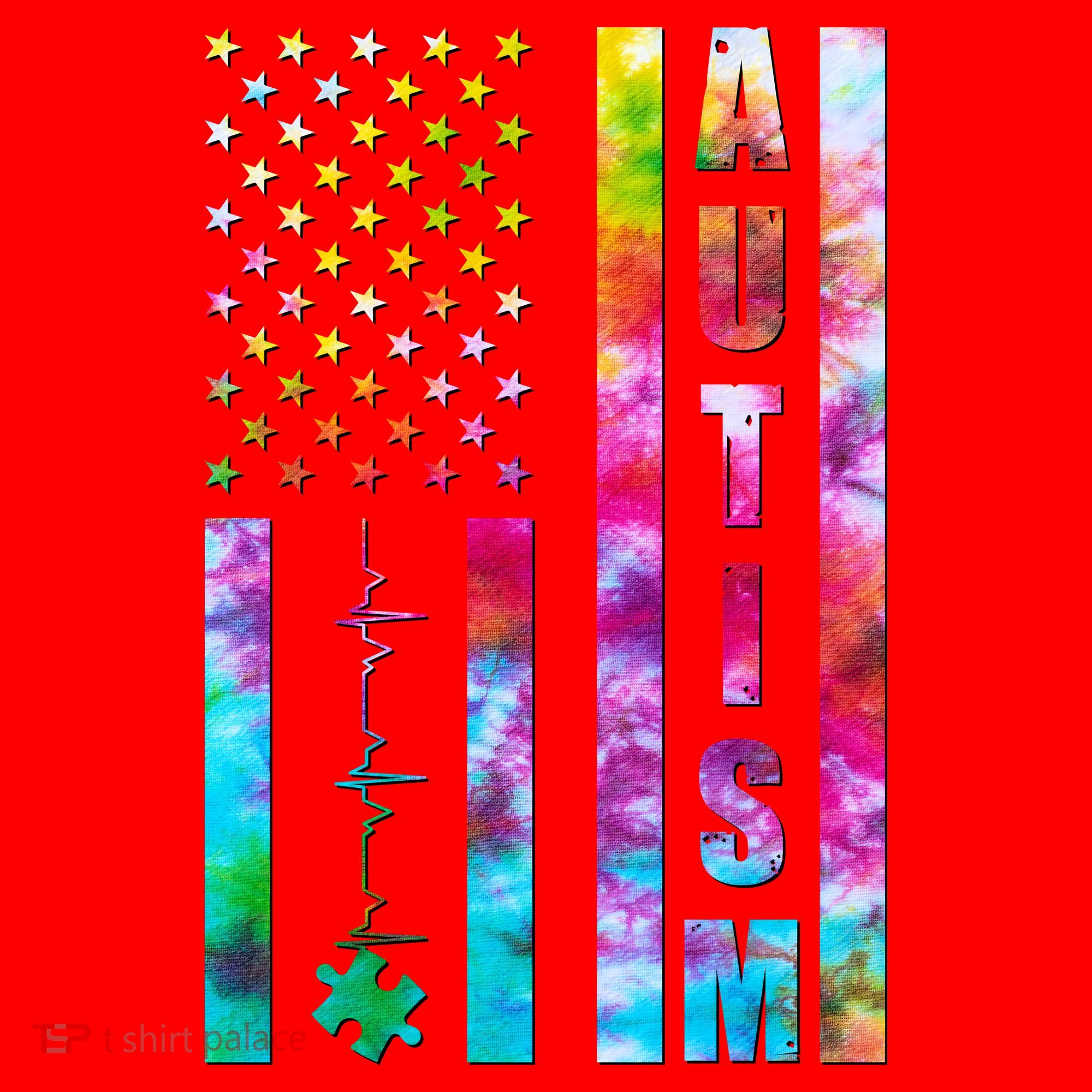 Autism Awareness Tie Dye USA American Flag Santa Hat