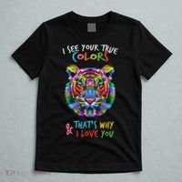 Autism Awareness Tiger I See Your True Colors I Love You T-Shirt thumb 5