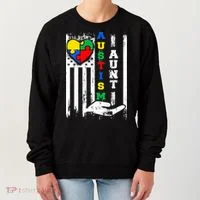 Autism Aunt US Flag Women's Sweatshirt thumb 0